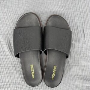 Sophia Milano Black Leather Slide Sandals Made in Italy Size 9.5 90s CBK Minimal